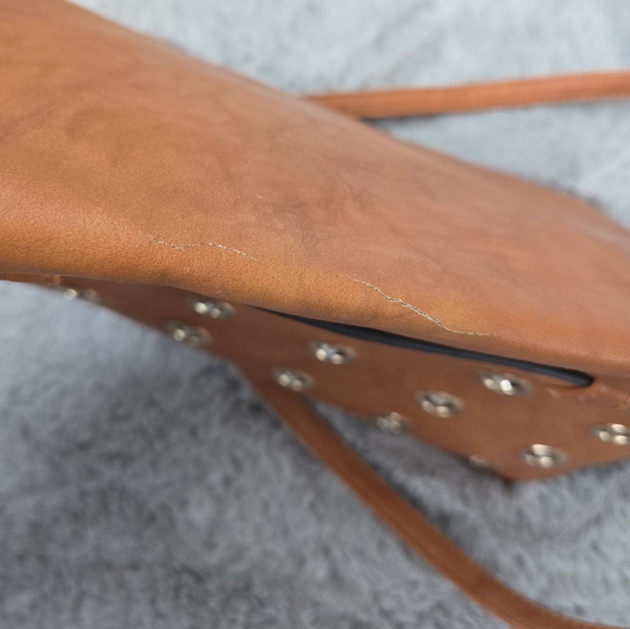 Tan Studded Women's Bag / Leather Suede Purse/ Crossbody / Clutch - Picture 3 of 6